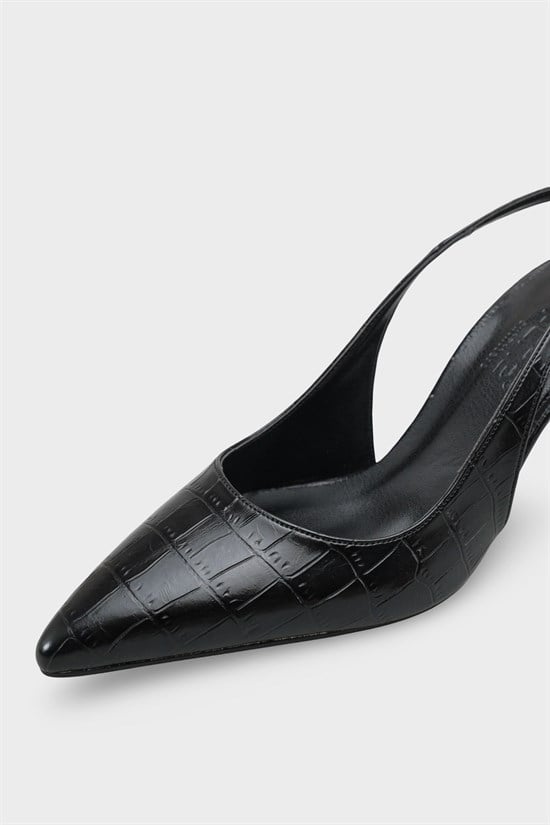 Capone Moina Pointed Toe Mid Heel Slingback Women Black Shoe image 4