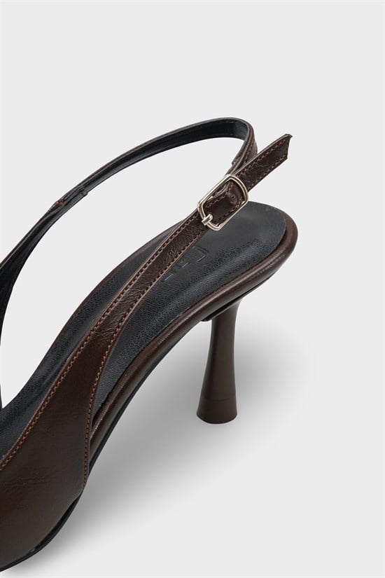 Capone Moina Pointed Toe Mid Heel Slingback Women Brown Shoe image 5