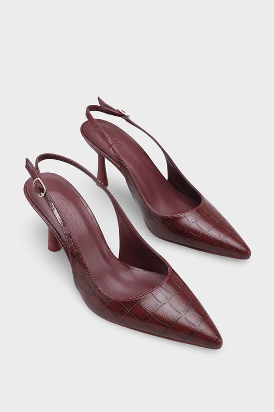 Capone Moina Pointed Toe Mid Heel Slingback Women Burgundy Shoe image 3