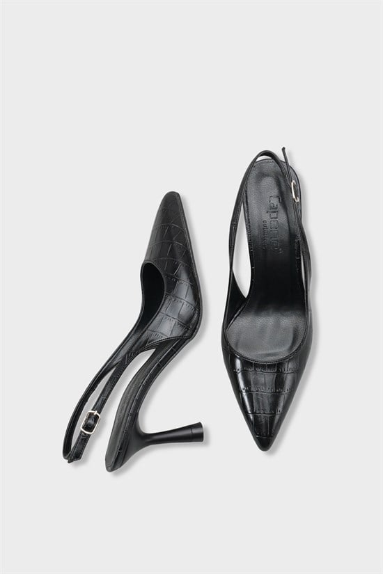 Capone Moina Pointed Toe Mid Heel Slingback Women Black Shoe image 6