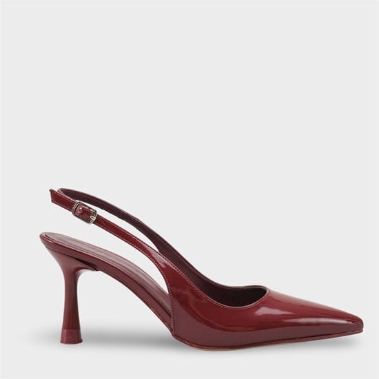 Capone Moina Pointed Toe Mid Heel Slingback Women Burgundy Shoe image 2