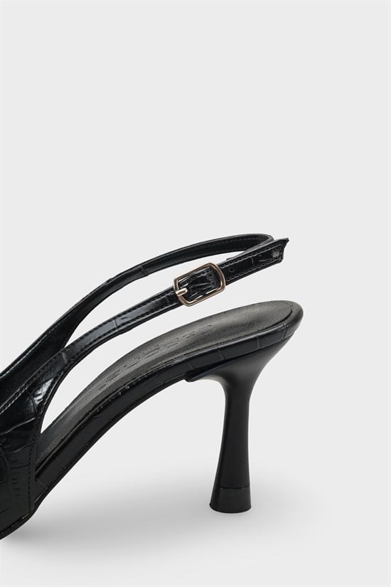 Capone Moina Pointed Toe Mid Heel Slingback Women Black Shoe image 5