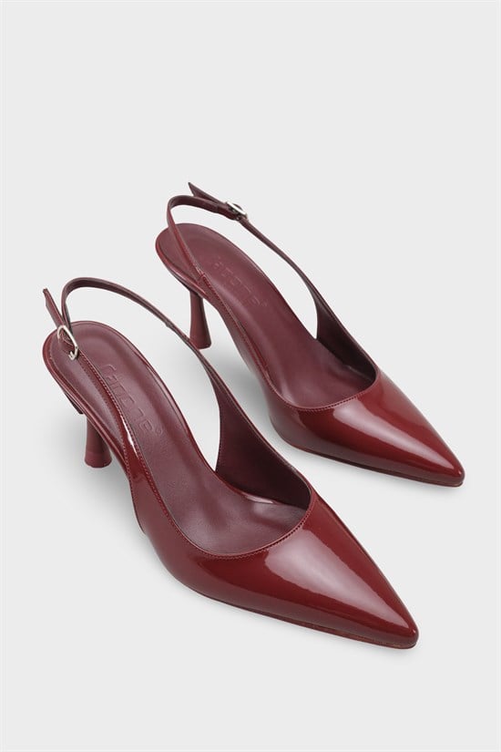 Capone Moina Pointed Toe Mid Heel Slingback Women Burgundy Shoe image 3