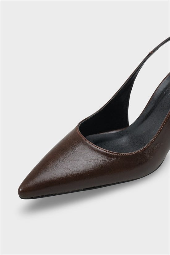 Capone Moina Pointed Toe Mid Heel Slingback Women Brown Shoe image 4