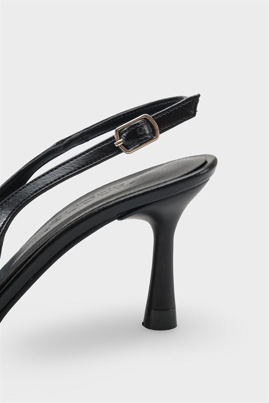 Capone Moina Pointed Toe Mid Heel Slingback Women Black Shoe image 5