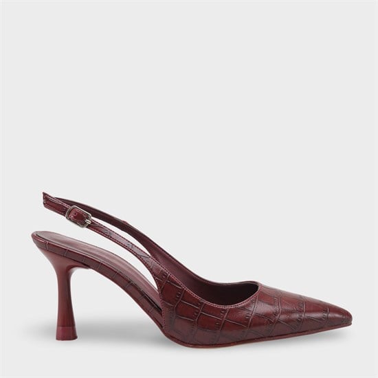 Capone Moina Pointed Toe Mid Heel Slingback Women Burgundy Shoe image 2
