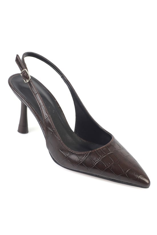 Capone Moina Pointed Toe Mid Heel Slingback Women Brown Shoe
