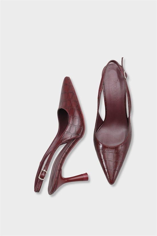 Capone Moina Pointed Toe Mid Heel Slingback Women Burgundy Shoe image 6