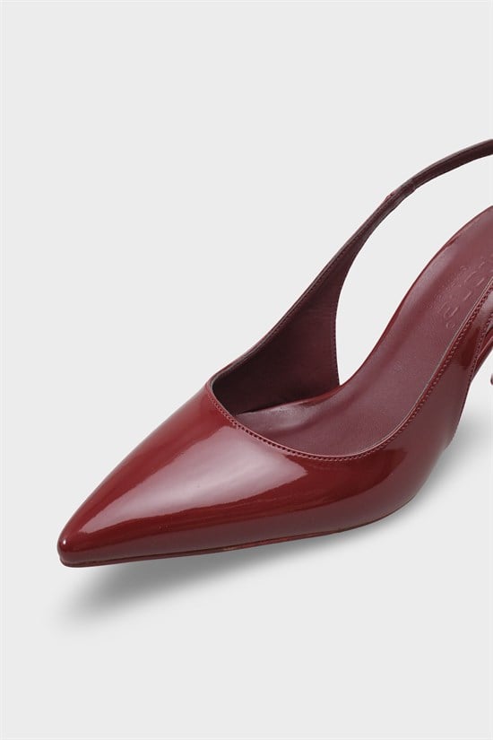 Capone Moina Pointed Toe Mid Heel Slingback Women Burgundy Shoe image 4