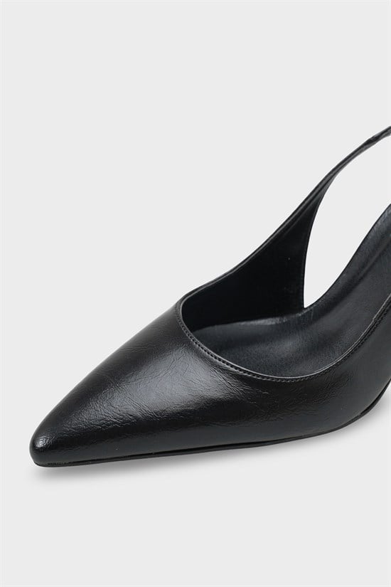 Capone Moina Pointed Toe Mid Heel Slingback Women Black Shoe image 4