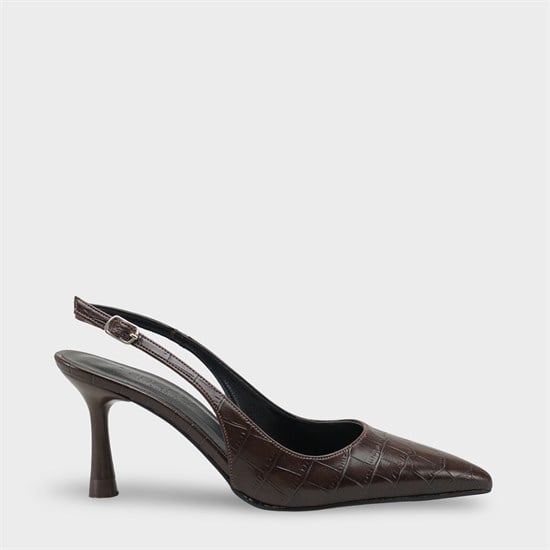 Capone Moina Pointed Toe Mid Heel Slingback Women Brown Shoe image 2
