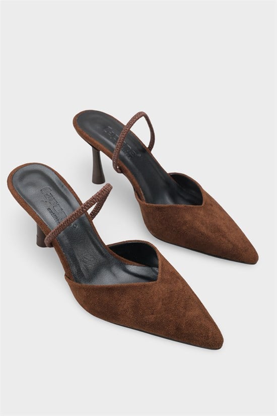 Capone  Moira Pointed Toe Mid Heel Slingback Women Sued Brown Shoe image 3