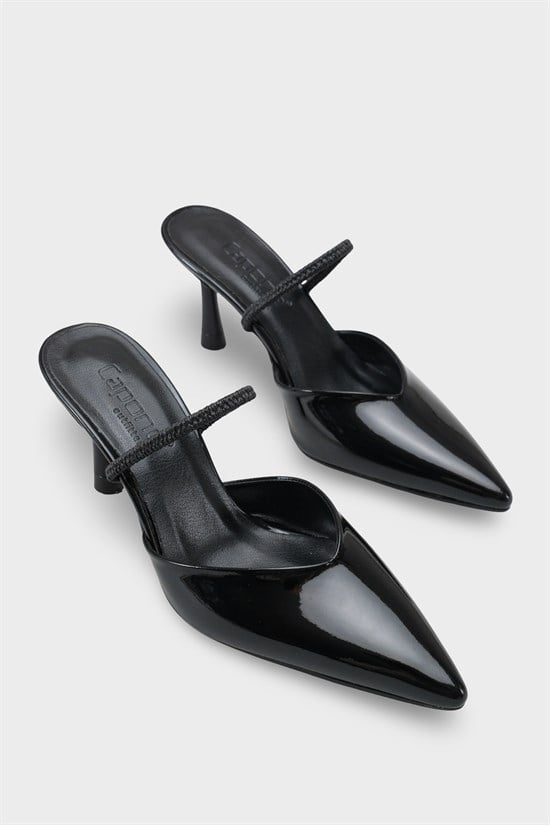 Capone  Moira Pointed Toe Mid Heel Slingback Women Patent Black Shoe image 3