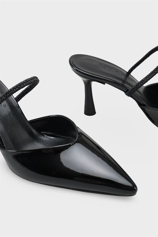 Capone  Moira Pointed Toe Mid Heel Slingback Women Patent Black Shoe image 5