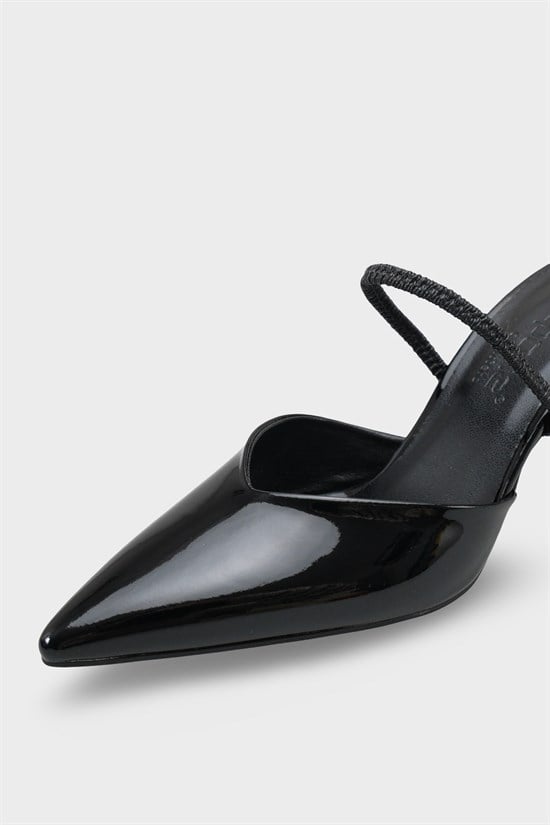 Capone  Moira Pointed Toe Mid Heel Slingback Women Patent Black Shoe image 4