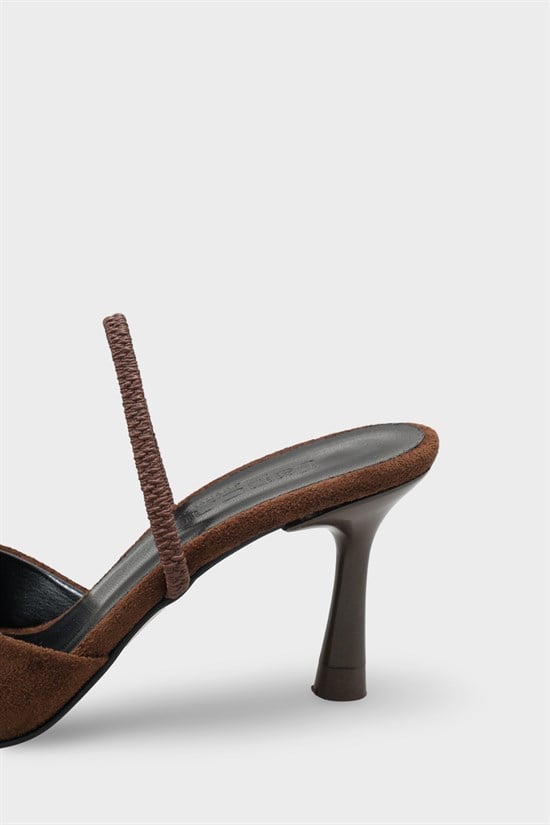 Capone  Moira Pointed Toe Mid Heel Slingback Women Sued Brown Shoe image 5