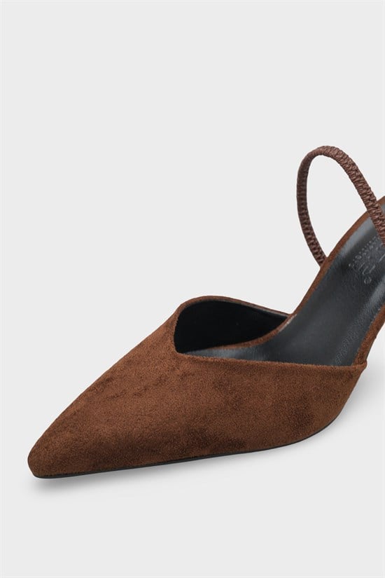 Capone  Moira Pointed Toe Mid Heel Slingback Women Sued Brown Shoe image 4
