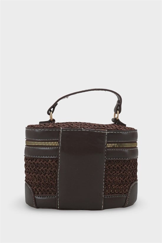 Capone Monte Carlo Raffia Look Box Shape Chain Strap Women Brown Bag image 6