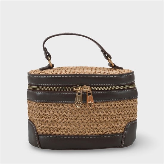 Capone Monte Carlo Raffia Look Box Shape Chain Strap Women Mink Bag