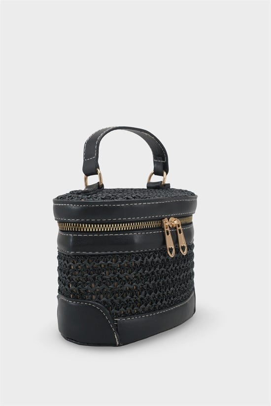 Capone Monte Carlo Raffia Look Box Shape Chain Strap Women Black Bag image 3