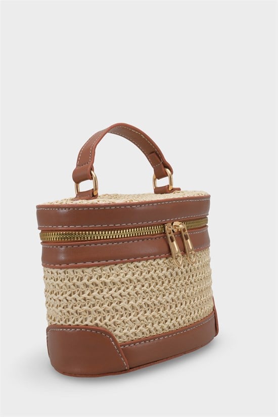 Capone Monte Carlo Raffia Look Box Shape Chain Strap Women Beige Bag image 3