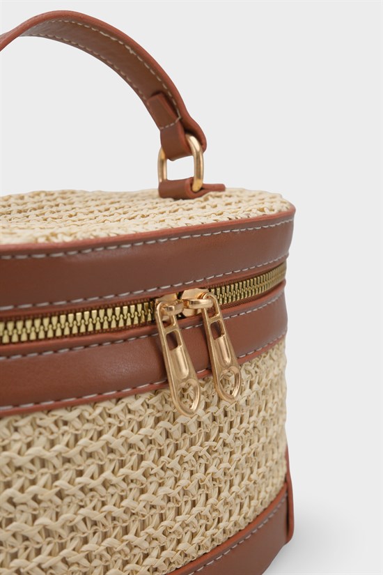 Capone Monte Carlo Raffia Look Box Shape Chain Strap Women Beige Bag image 5