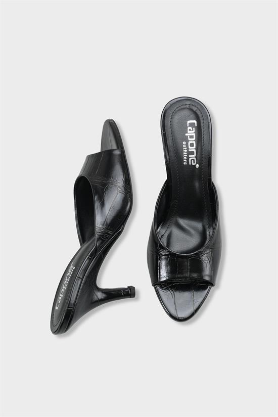 Capone Nadeen Wedge Mid Heel Elegant Women Black Sandal image 6