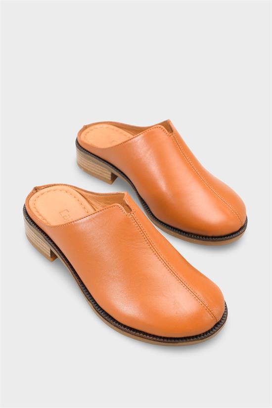 Capone Nancey Genuine Leather Low Heel Women Tan Clog image 3