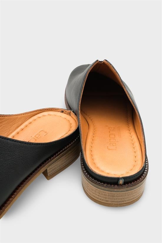 Capone Nancey Genuine Leather Low Heel Women Black Clog image 5