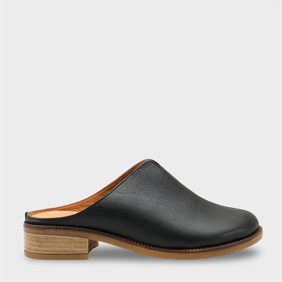 Capone Nancey Genuine Leather Low Heel Women Black Clog image 2