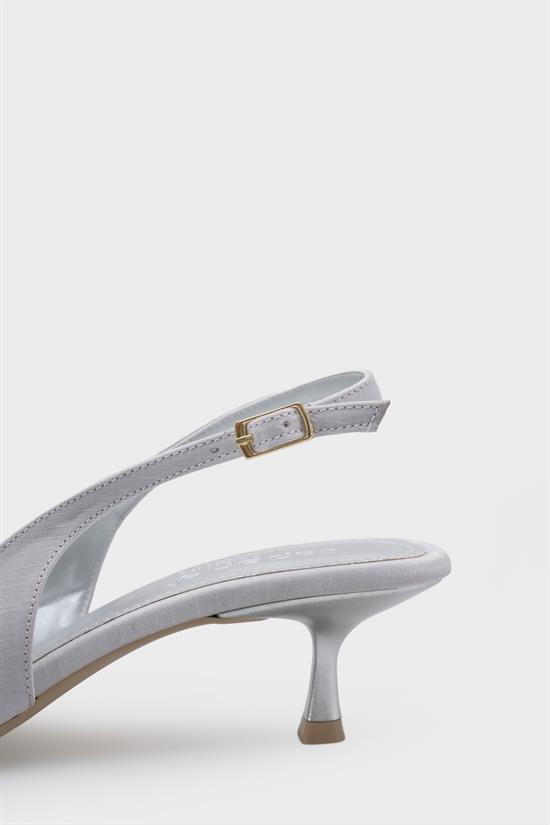 Capone Nikolia Crystal Embellished Bow Detail Pointed Toe Satin Mid Heel Women Silver Shoe image 6