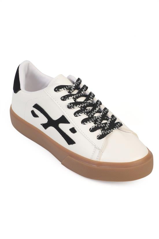 Capone Nissie Side Detail Lace-Up Casual Sport Comfort Sole Women White Black Sneaker