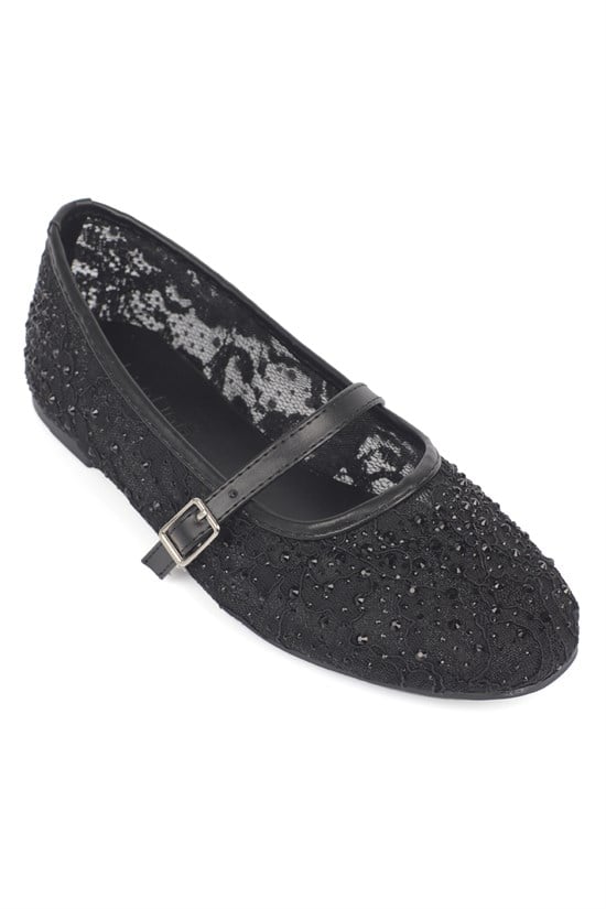 Capone Norean Lace Mesh Embroidered Women  Ballet Flat