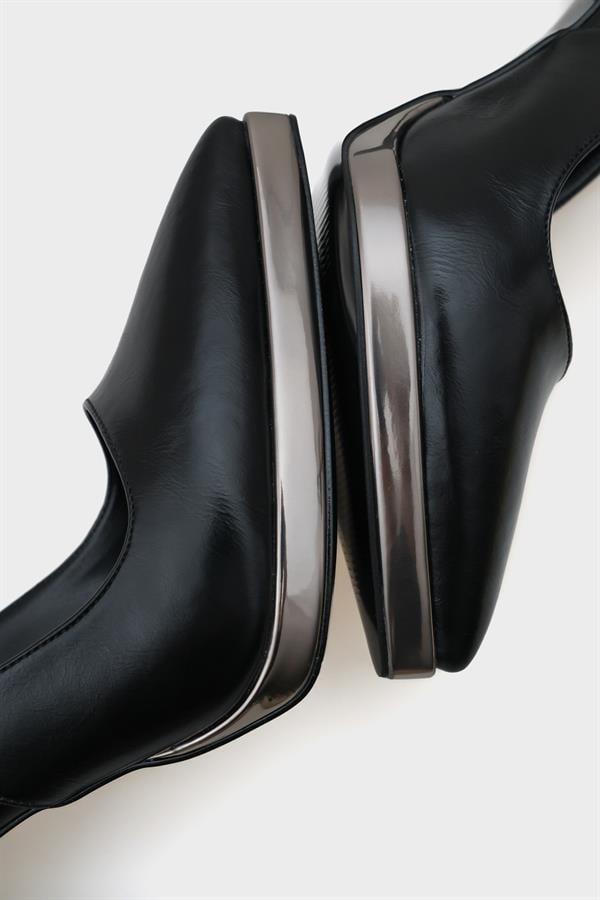 Capone Risa Open Back Pointed Toe High Heeled Women Black Platinum Platform Shoes image 3