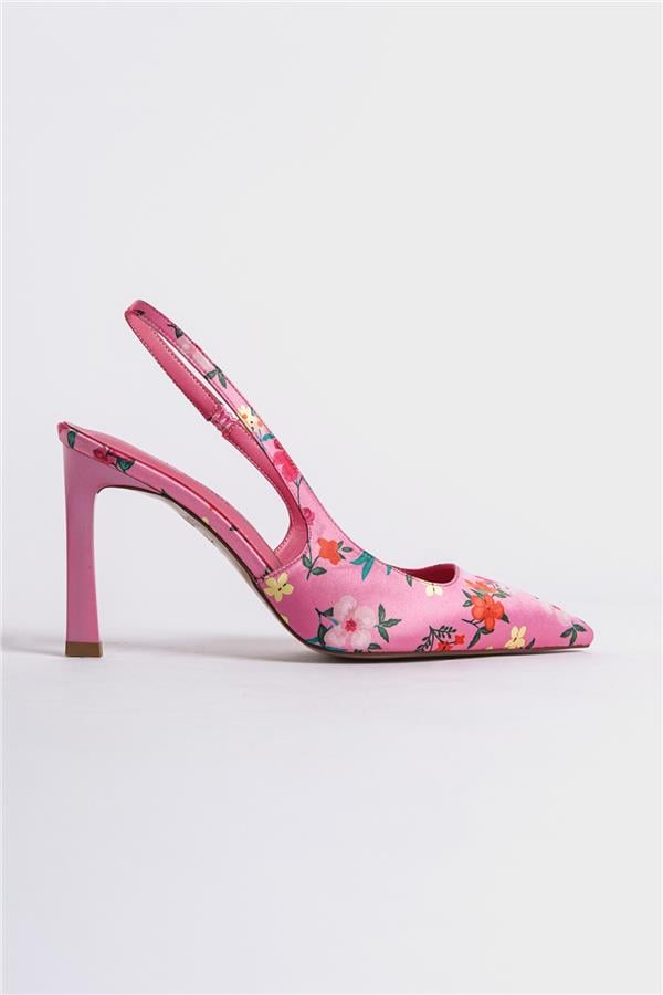 Capone Rebeca Open Back Pointed Toe High Heeled Flower Patterned Women Fuchsia Shoes image 2