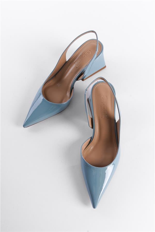 Capone Robby Open Back Pointed Toe Mid Heel Patent Leather Women Oil Shoes image 4