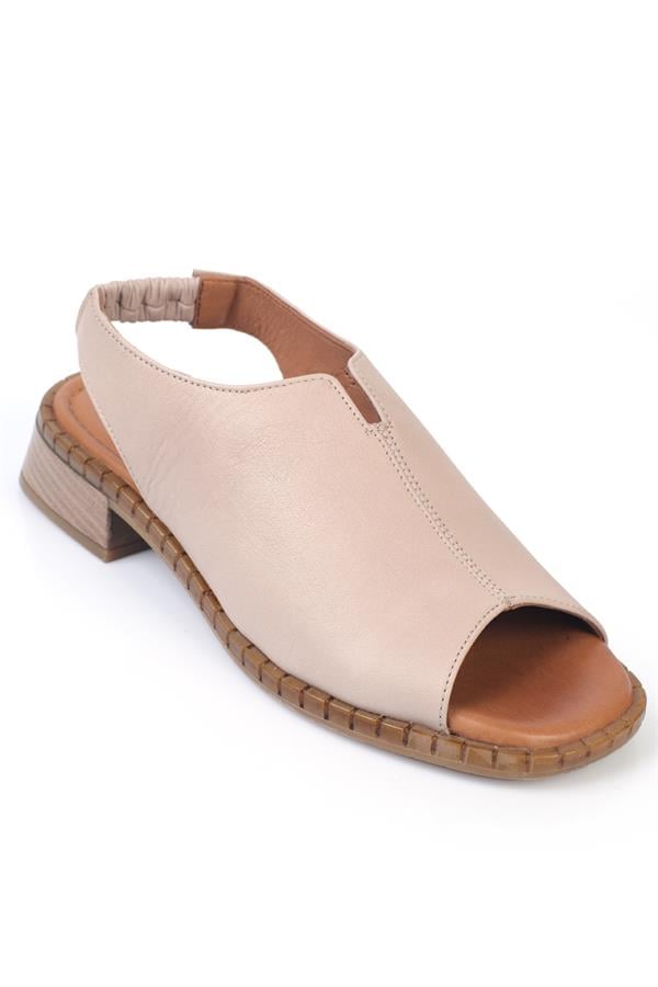 Capone Ellissa Short Heeled Single Strap Leather Women Mink Sandals