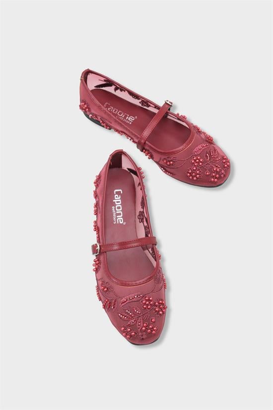 Capone Outfitters 058 Women Burgundy Ballerina image 5
