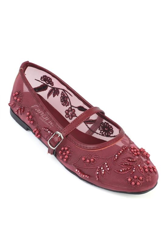 Capone Outfitters 058 Women Burgundy Ballerina