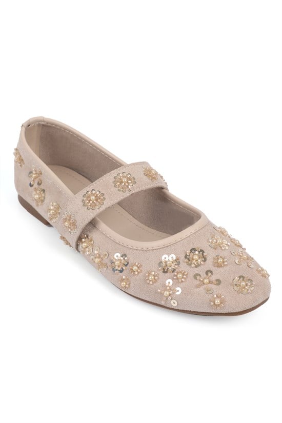 Capone Outfitters 072 Women Sued Beige Ballerina