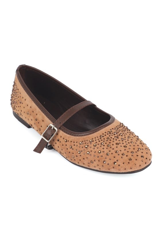 Capone Outfitters 074 Women Sued Tan Ballerina