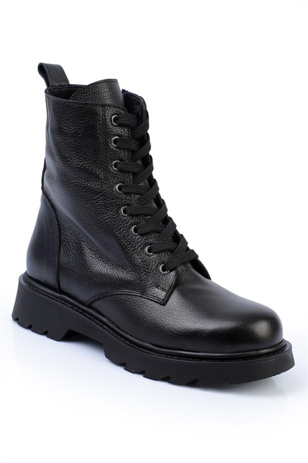 Capone Laced Genuine Leather Women Black Boots