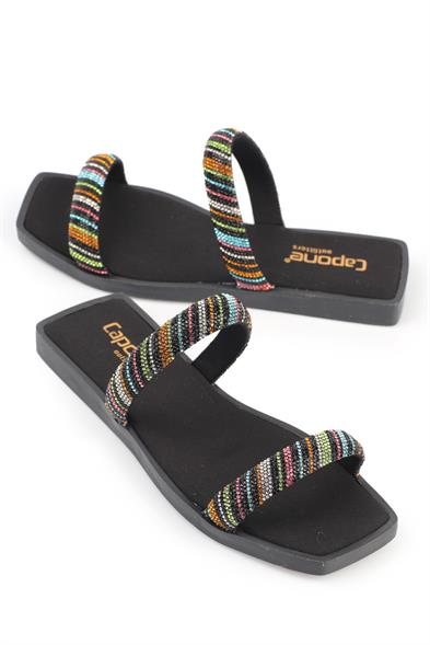 Capone Kora Flat Toe Crystal Embellished Banded Flat Heeled Woman Sandals image 3