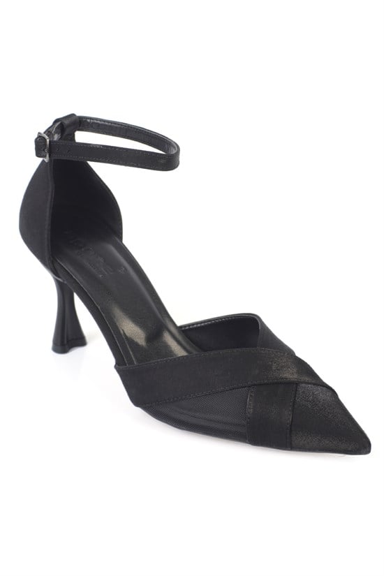 Capone Outfitters 2421 Women Satin Black Heeled