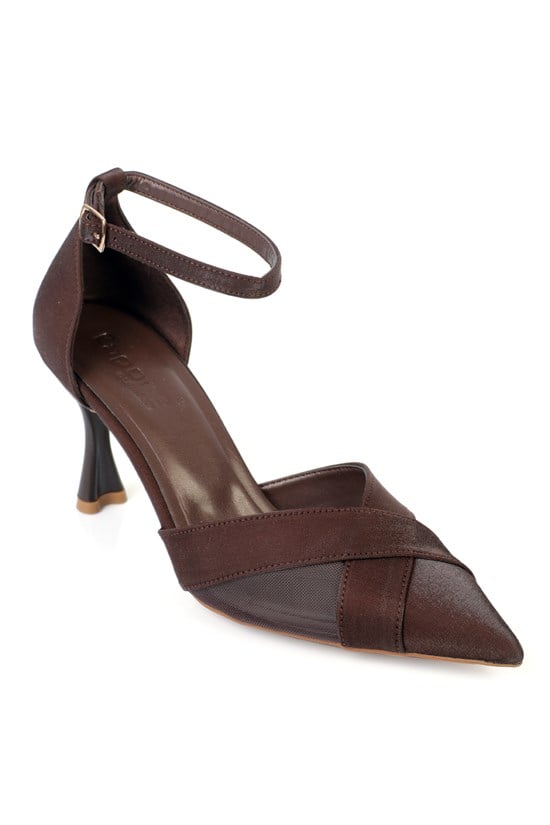 Capone Outfitters 2421 Women Satin Brown Heeled