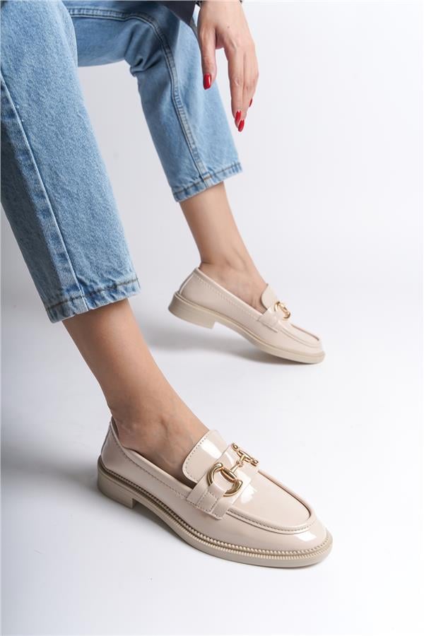 Capone Outfitters 243 Women Patent Beige Loafer image 5