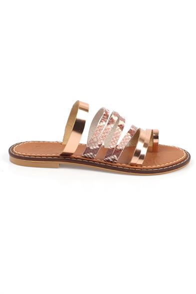 Capone Lyssa Toe Ring Detail Multi Band Women Rose Leather Sandals image 5