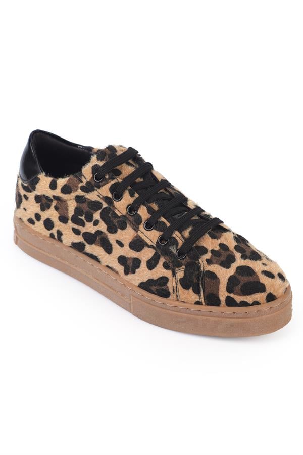 Capone Outfitters 7010 Women Leopard Furry Sneaker