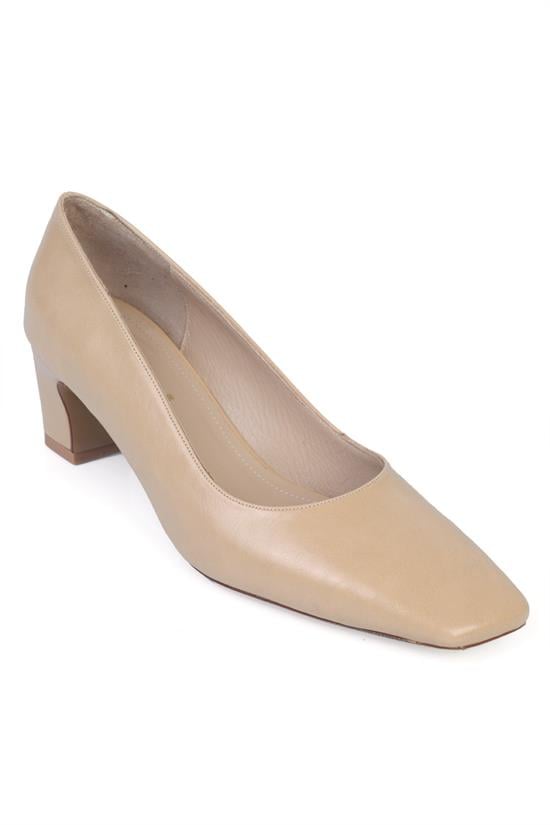 Capone Janie Mid-Heeled Flat Toe Genuine Leather Lined Women Beige Shoes image 1