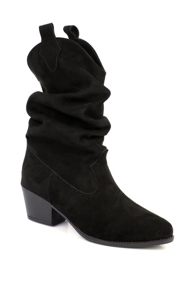 Capone Suede Pull-On Women Black Cowboy Boots
